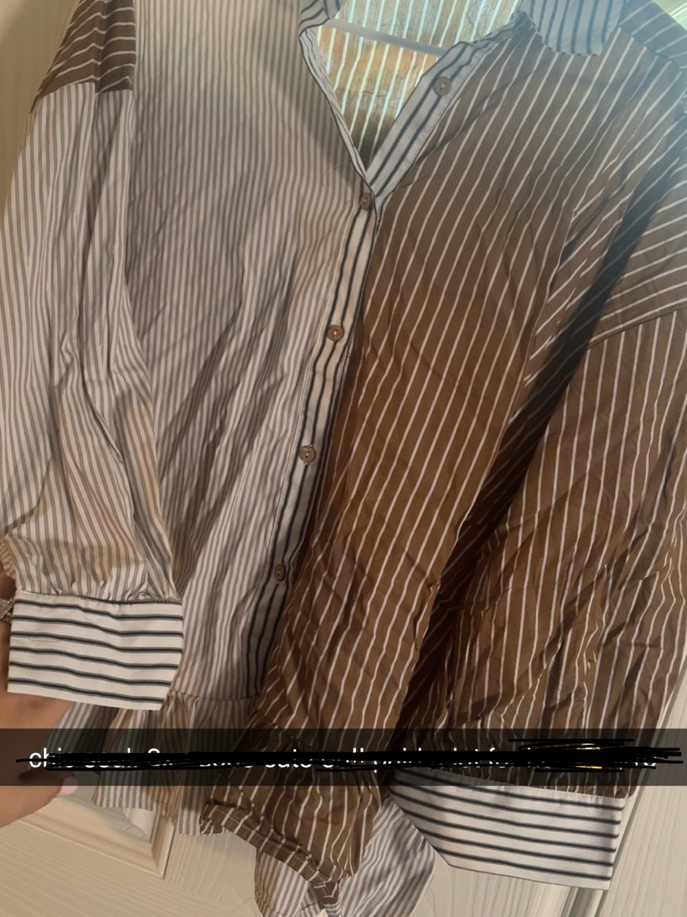 Chic Soul Brown and White Striped Button Down Shirt